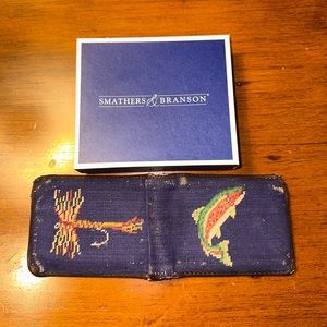 Smathers & Branson Trout and Fly Needlepoint wallet